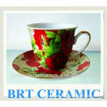 European ceramic coffee cup and saucer